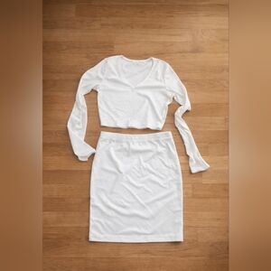 Jan - Elegant White Women's Skirt Set